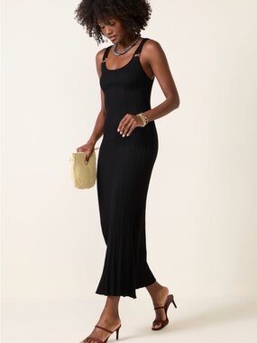 NWOT - Z Supply Julia Black Ribbed knit Midi Dress.. Size M